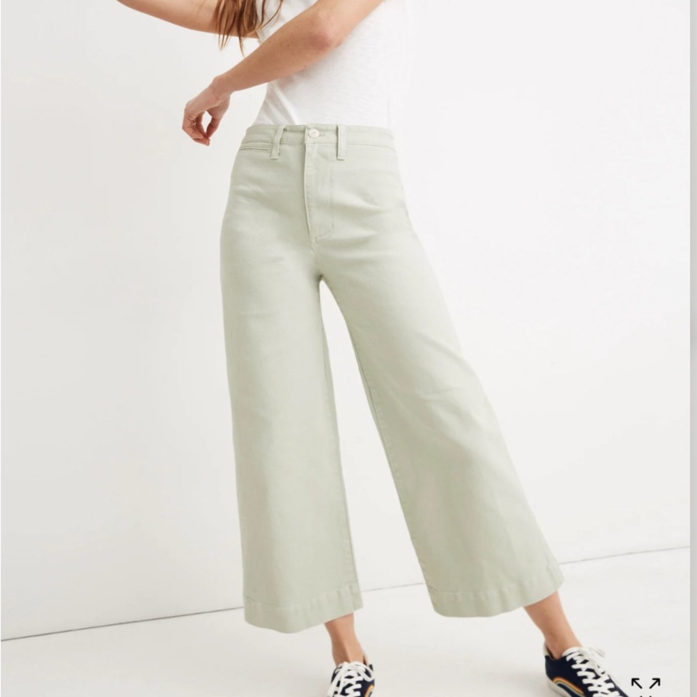 Madewell Sage Green Flare Wide Leg Jeans